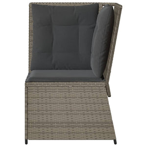 Divano Angolare da Giardino con Cuscini Grigio in Polyrattan 368984