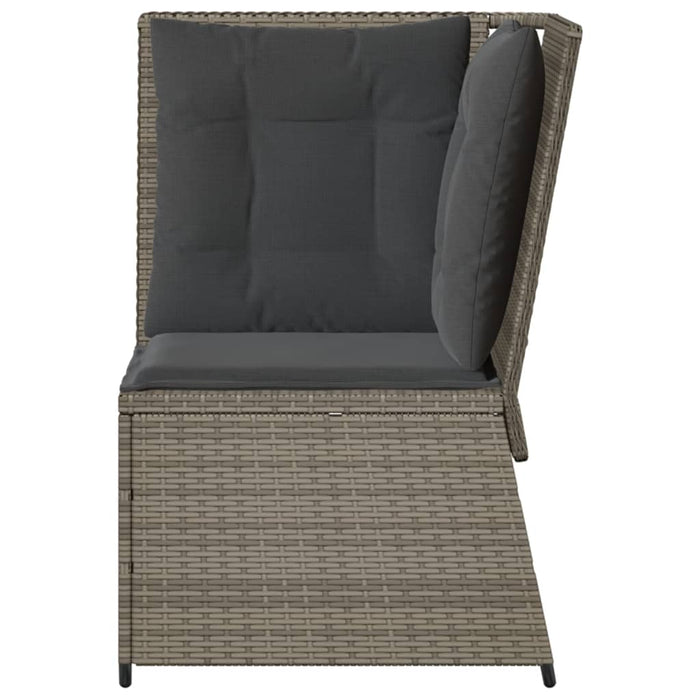 Divano Angolare da Giardino con Cuscini Grigio in Polyrattan 368984