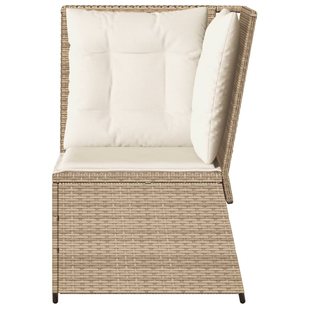 Divano Angolare da Giardino con Cuscini Beige in Polyrattan 368986