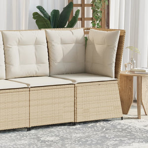 vidaXL Divano Angolare da Giardino con Cuscini Beige in Polyrattan