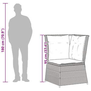 vidaXL Divano Angolare Giardino con Cuscini Grigio Chiaro Polyrattan