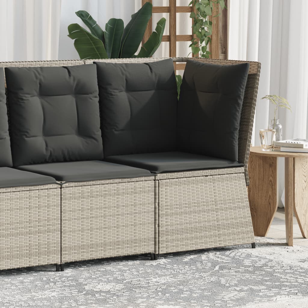 vidaXL Divano Angolare Giardino con Cuscini Grigio Chiaro Polyrattan