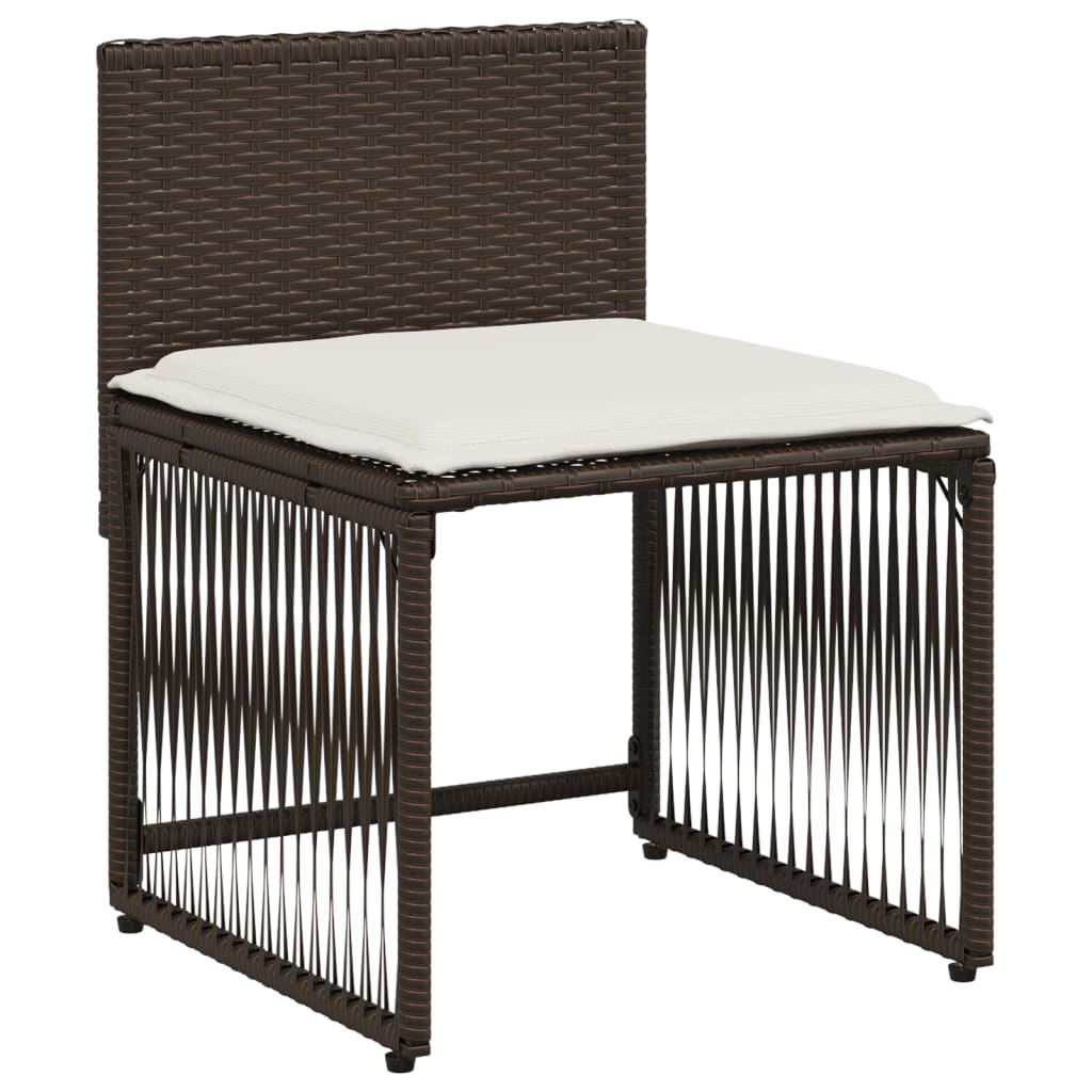 Set da Pranzo da Giardino 7pz con Cuscini in Polyrattan Marrone 369010