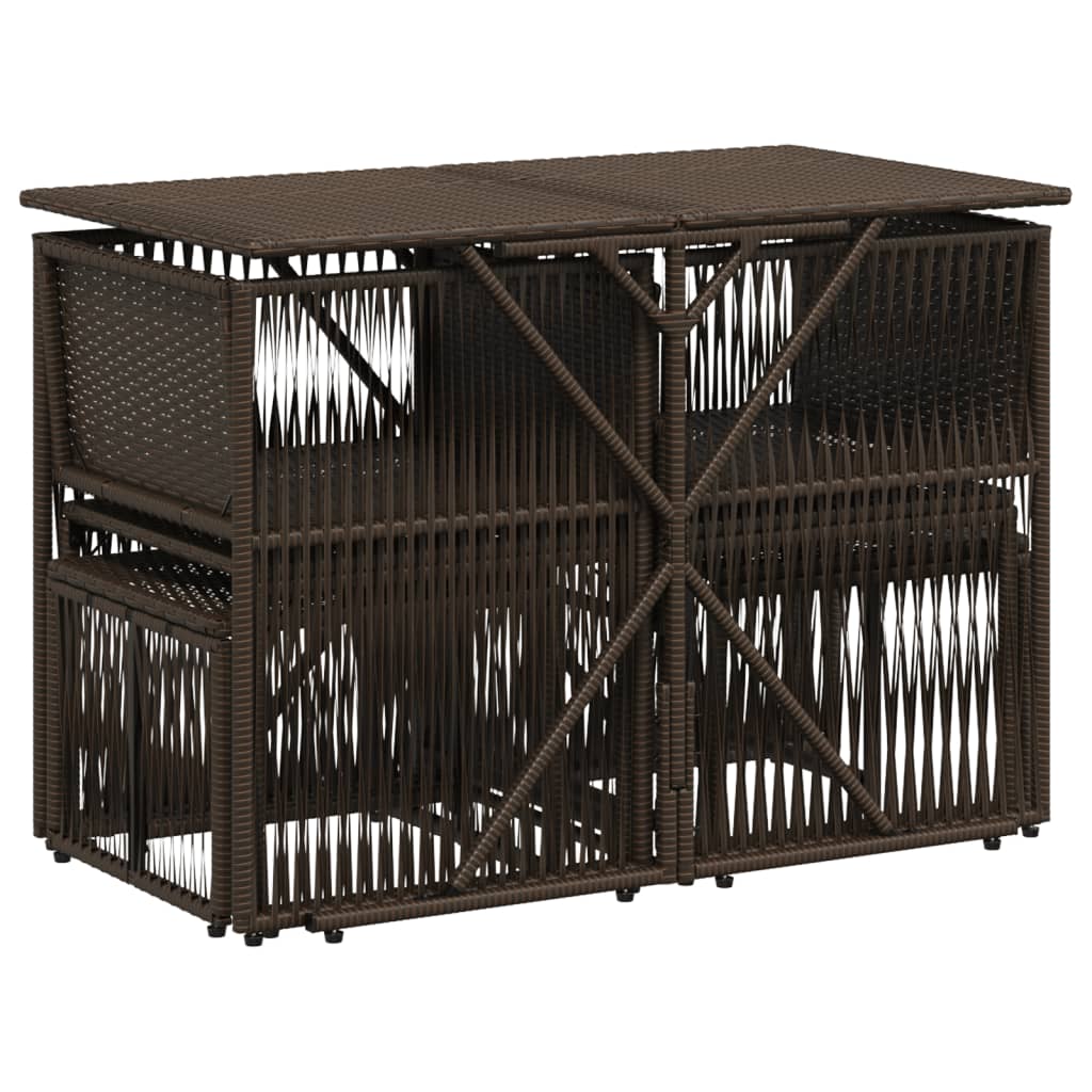 Set da Pranzo da Giardino 7pz con Cuscini in Polyrattan Marrone 369010