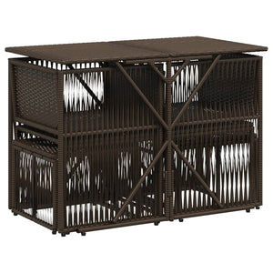 Set da Pranzo da Giardino 7pz con Cuscini in Polyrattan Marrone 369010