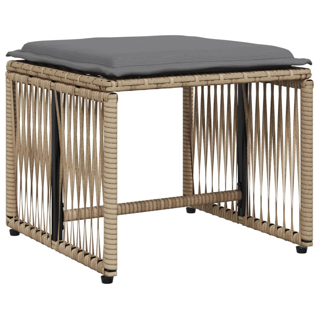 Set da Pranzo da Giardino 7 pz con Cuscini Beige in Polyrattan 369012