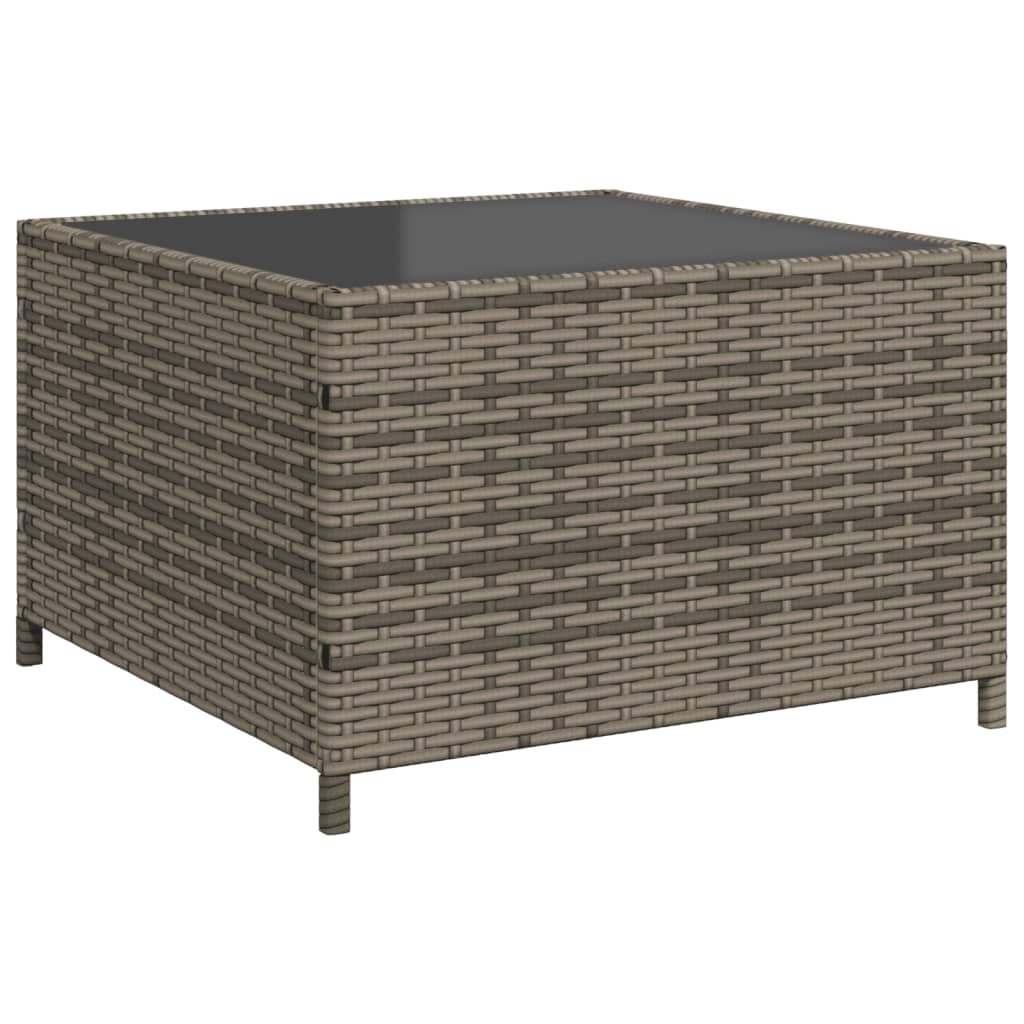 Divano da Giardino con Tavolo e Cuscini a L Grigio Polyrattan 369029