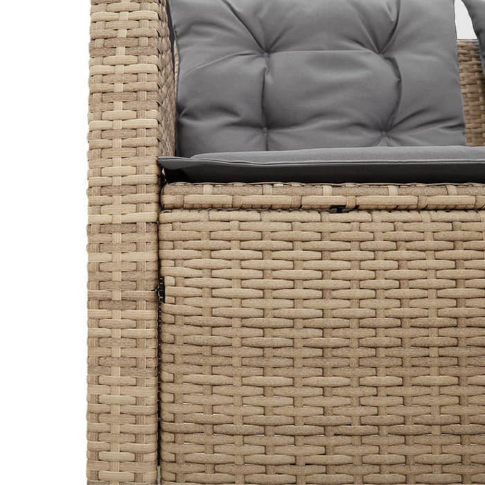 vidaXL Divano da Giardino con Tavolo e Cuscini a L Beige in Polyrattan