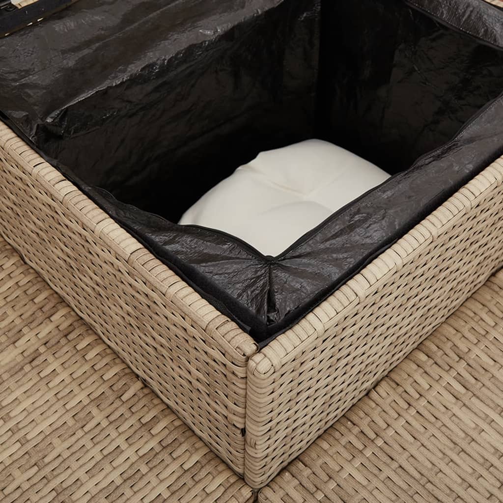 vidaXL Divano da Giardino con Tavolo e Cuscini a L Beige in Polyrattan