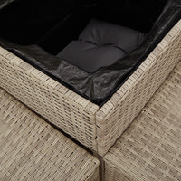 Divano Giardino Tavolo e Cuscini a L-Sofa da Giardino-Divanetto da esterno Grigio Chiaro Polyrattan 947249