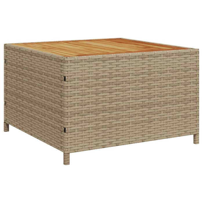Divano da Giardino con Tavolo e Cuscini a L Beige in Polyrattan 369038