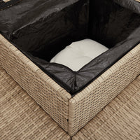 Divano da Giardino con Tavolo e Cuscini a L Beige in Polyrattan 369038
