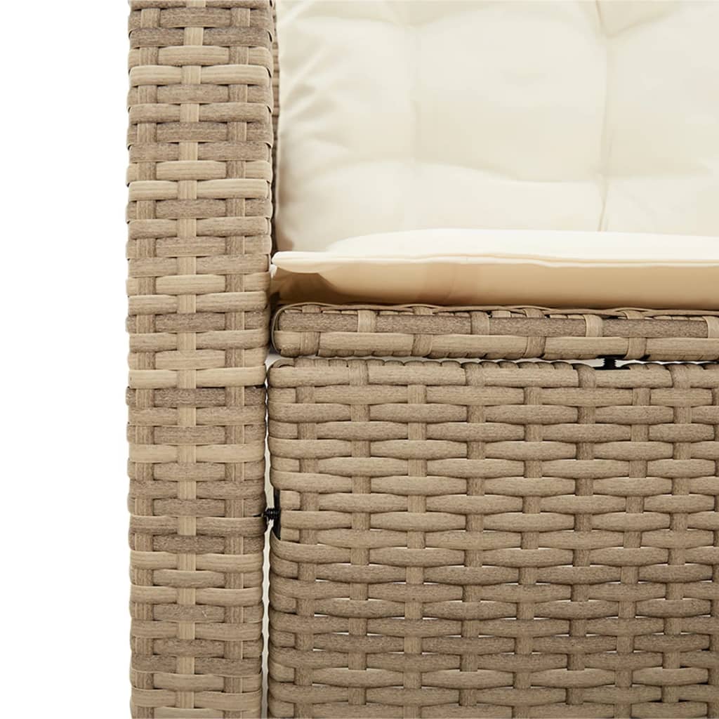 Divano da Giardino con Tavolo e Cuscini a L Beige in Polyrattan 369038