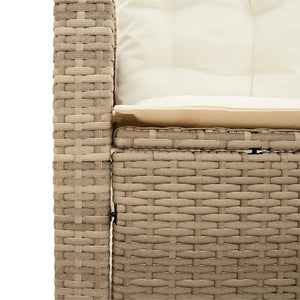 Divano da Giardino con Tavolo e Cuscini a L Beige in Polyrattan 369038