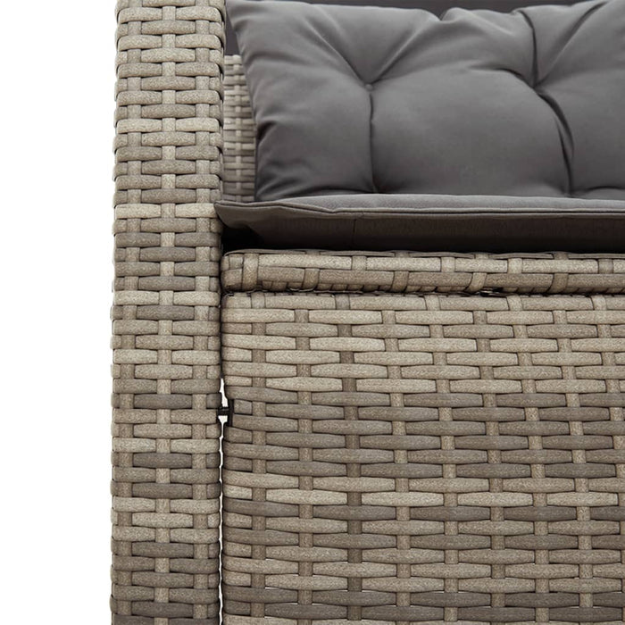 Divano da Giardino con Tavolo e Cuscini a L Grigio Polyrattan 369049