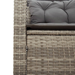 Divano da Giardino con Tavolo e Cuscini a L Grigio Polyrattan 369049
