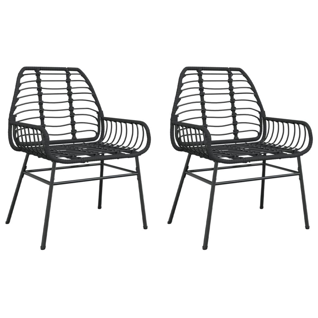 Sedie da Giardino Set 2 pz Polyrattan Nero 369091