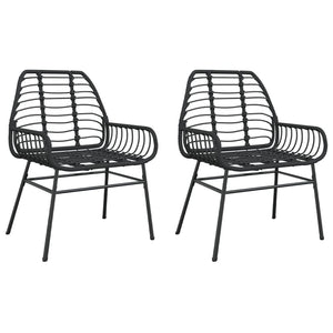 Sedie da Giardino Set 2 pz Polyrattan Nero 369091