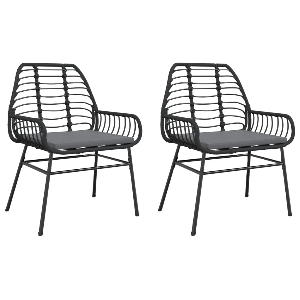 Sedie da Giardino con Cuscini 2 pz Nere in Polyrattan 369093