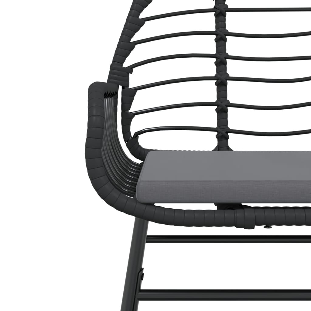 Sedie da Giardino con Cuscini 2 pz Nere in Polyrattan