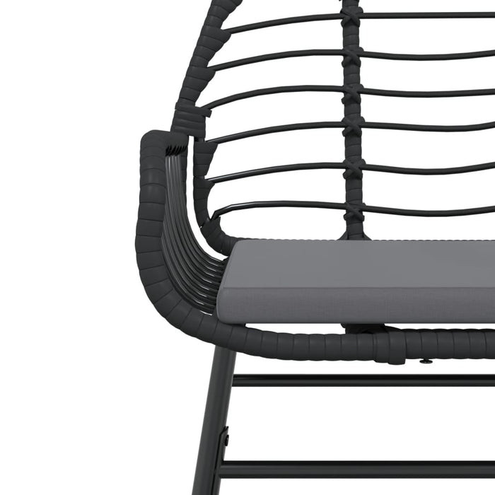 Sedie da Giardino con Cuscini 2 pz Nere in Polyrattan
