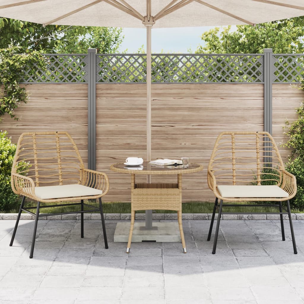 Sedie da Giardino 2pz con Cuscini Marrone in Polyrattan