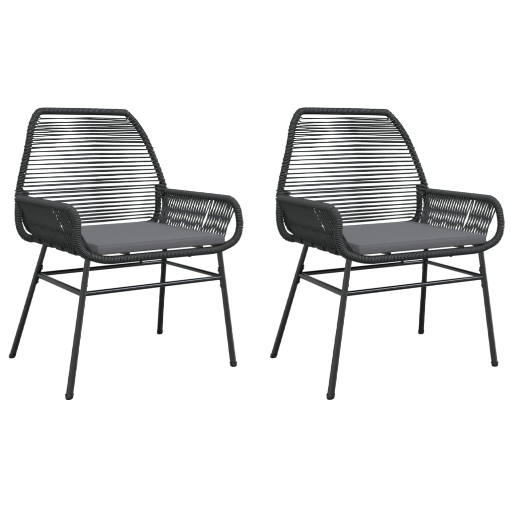 Sedie da Giardino con Cuscini 2 pz Nere in Polyrattan 369095