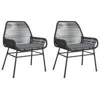 Sedie da Giardino con Cuscini 2 pz Nere in Polyrattan 369095