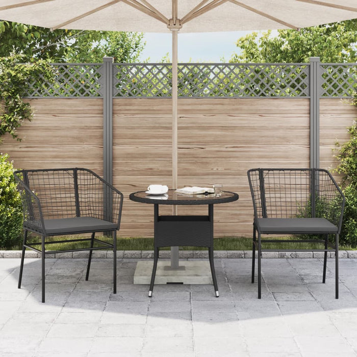 Sedie da Giardino con Cuscini 2 pz Nere in Polyrattan 369100