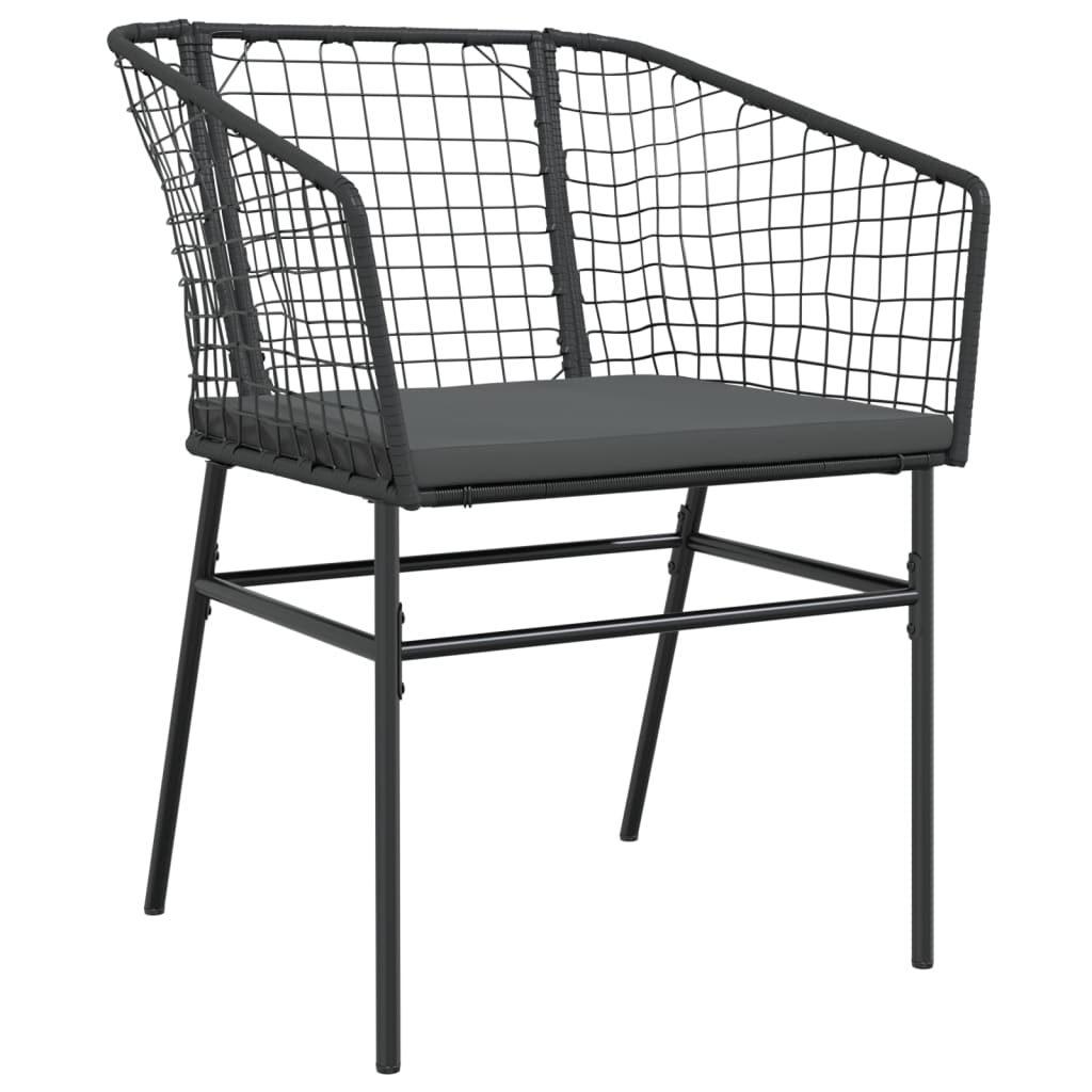 Sedie da Giardino con Cuscini 2 pz Nere in Polyrattan 369100