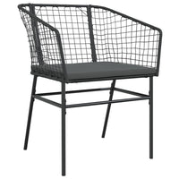 Sedie da Giardino con Cuscini 2 pz Nere in Polyrattan 369100