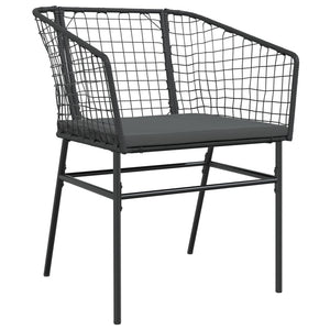 Sedie da Giardino con Cuscini 2 pz Nere in Polyrattan 369100