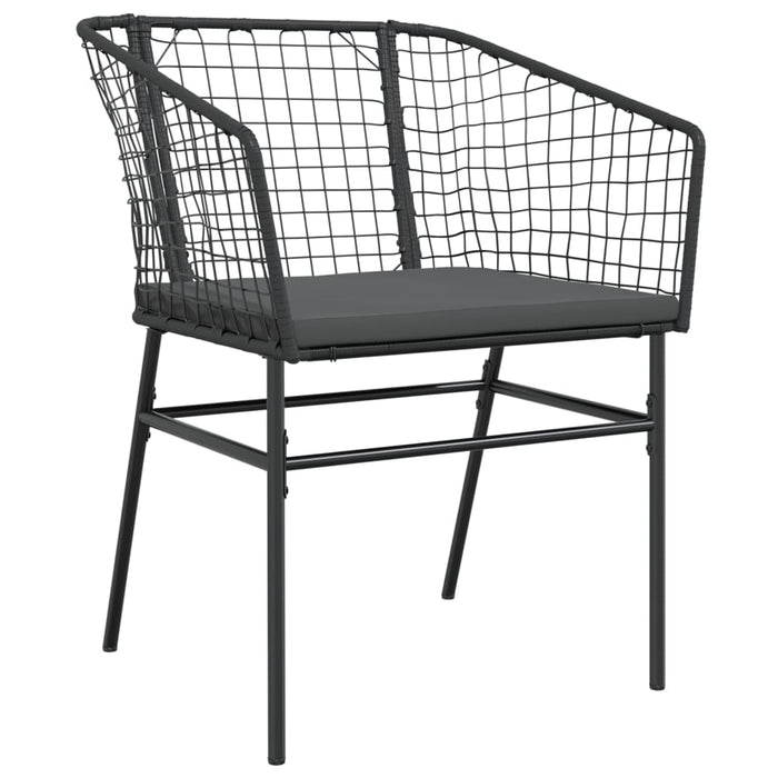 Sedie da Giardino con Cuscini 2 pz Nere in Polyrattan 369100