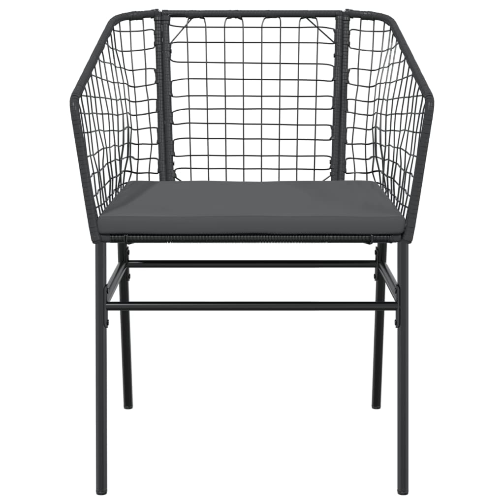 Sedie da Giardino con Cuscini 2 pz Nere in Polyrattan 369100