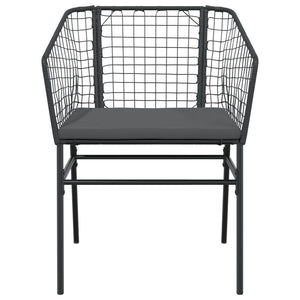 Sedie da Giardino con Cuscini 2 pz Nere in Polyrattan 369100