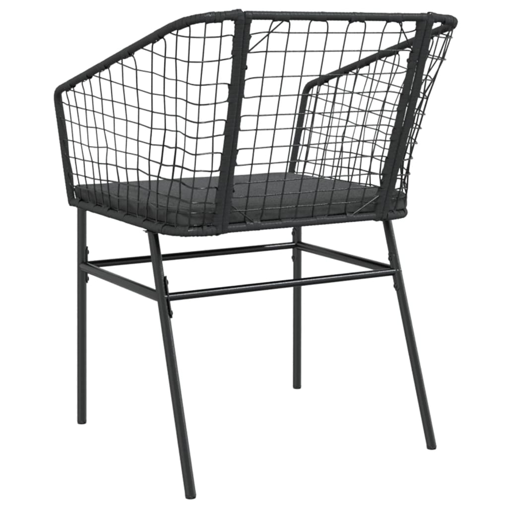 Sedie da Giardino con Cuscini 2 pz Nere in Polyrattan 369100