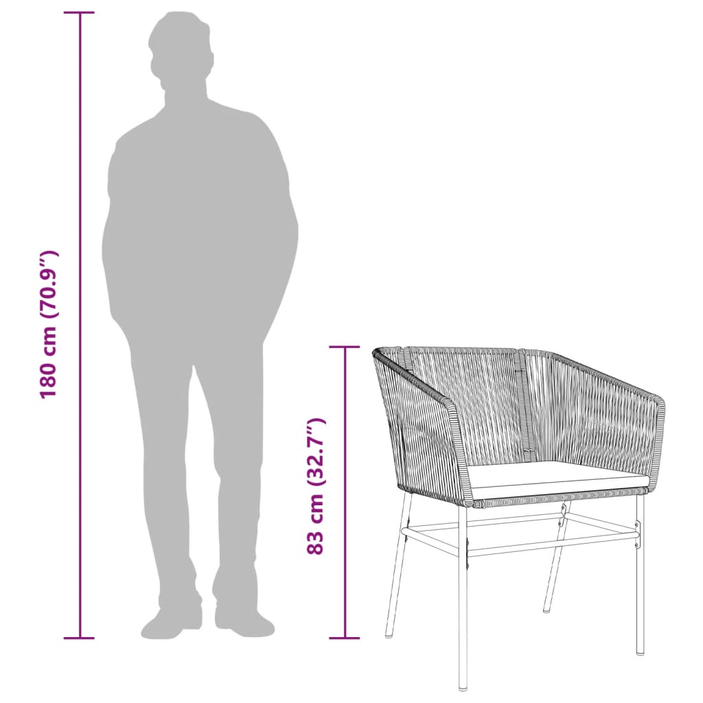 Sedie da Giardino con Cuscini 2 pz Nere in Polyrattan 369102