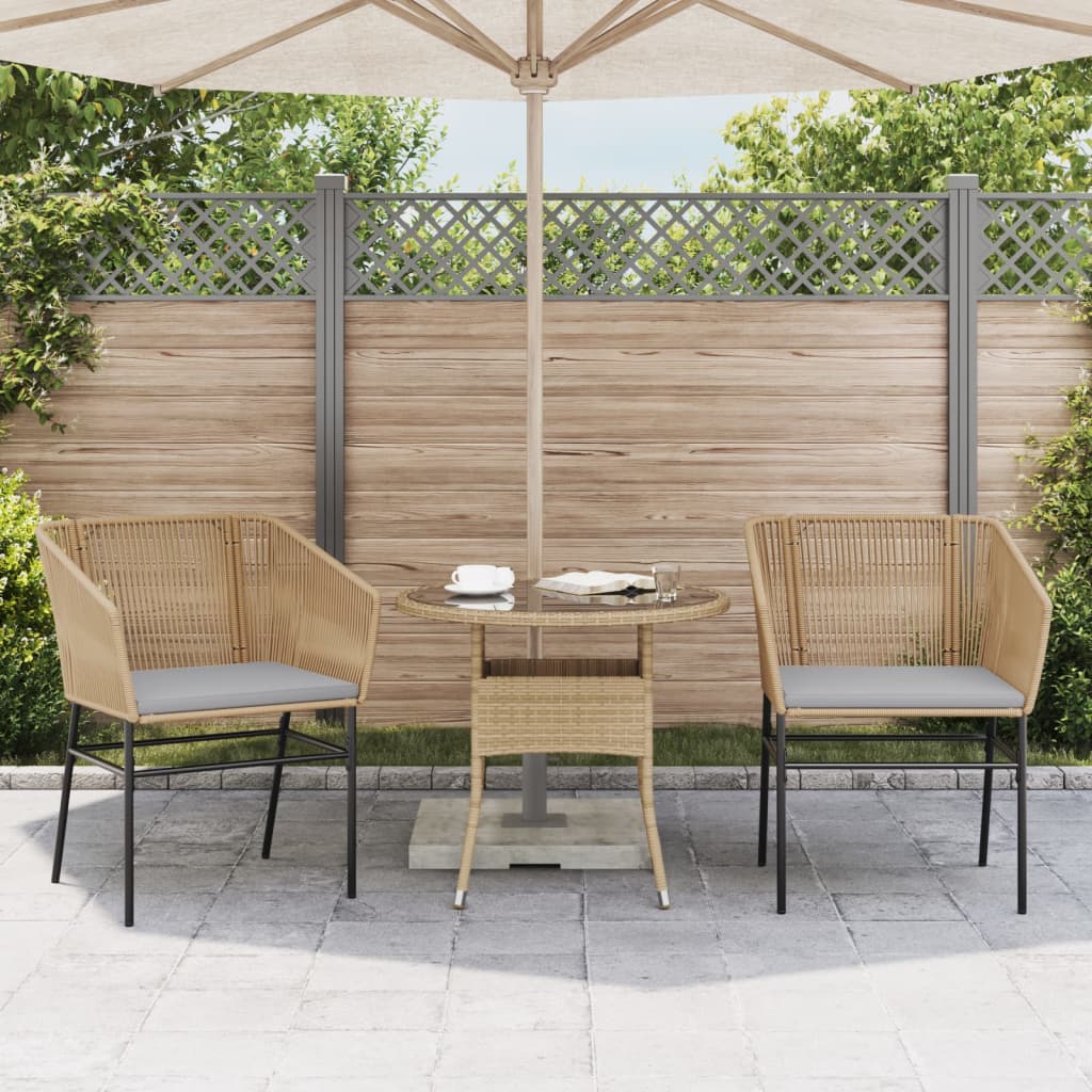 Sedie da Giardino 2pz con Cuscini Marrone in Polyrattan 369103