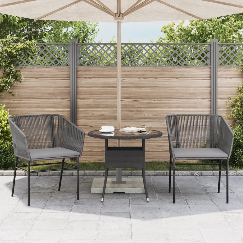 Sedie da Giardino 2 pz con Cuscini Grigio in Polyrattan 369104