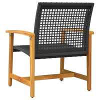 Sedie da Giardino 2pz Nere in Polyrattan e Legno di Acacia 367595