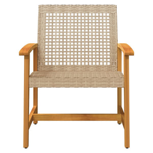 Sedie da Giardino 2pz Beige in Polyrattan e Legno di Acacia 367597