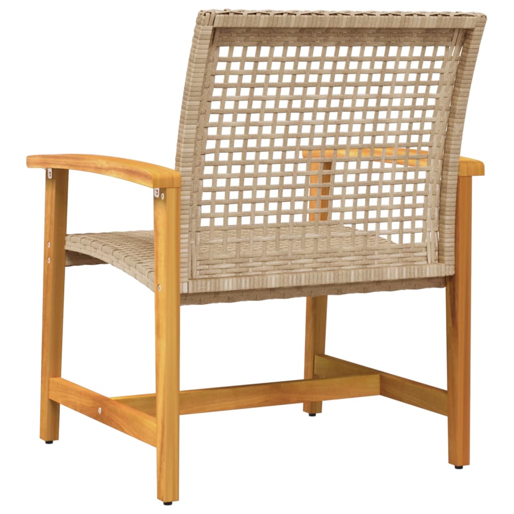 Sedie da Giardino 2pz Beige in Polyrattan e Legno di Acacia 367597