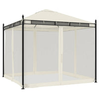 vidaXL Gazebo con Pareti in Rete Crema 2,93x2,93 m in Acciaio