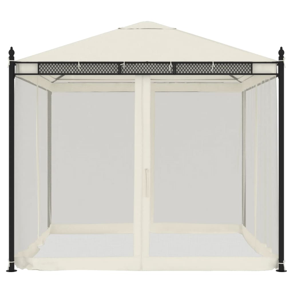 vidaXL Gazebo con Pareti in Rete Crema 2,93x2,93 m in Acciaio