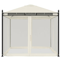 vidaXL Gazebo con Pareti in Rete Crema 2,93x2,93 m in Acciaio