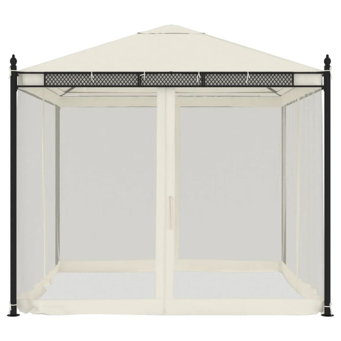 vidaXL Gazebo con Pareti in Rete Crema 2,93x2,93 m in Acciaio