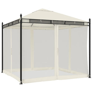 vidaXL Gazebo con Pareti in Rete Crema 2,93x2,93 m in Acciaio