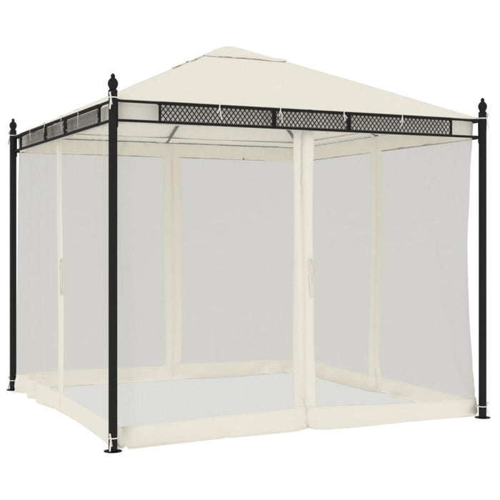 vidaXL Gazebo con Pareti in Rete Crema 2,93x2,93 m in Acciaio