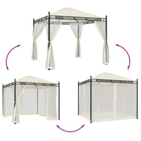 vidaXL Gazebo con Pareti in Rete Crema 2,93x2,93 m in Acciaio