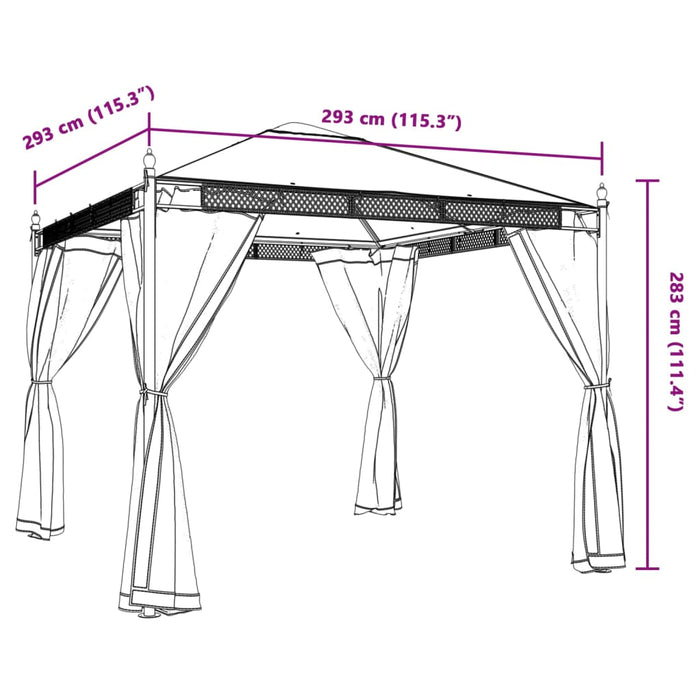 vidaXL Gazebo con Pareti in Rete Crema 2,93x2,93 m in Acciaio